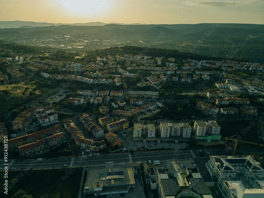 Fototapeta premium Aerial view of Nuoro, Province of Nuoro, Italy