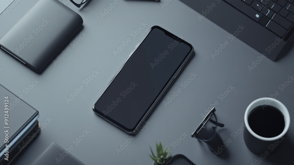 Black Smartphone on Desk Black Smartphone on Desk