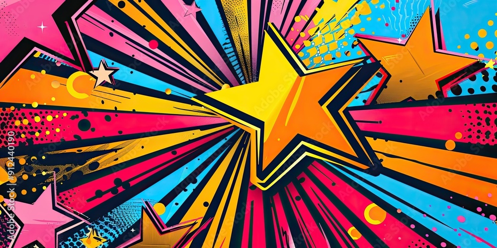 Fototapeta premium Abstract comic book style background with stars.