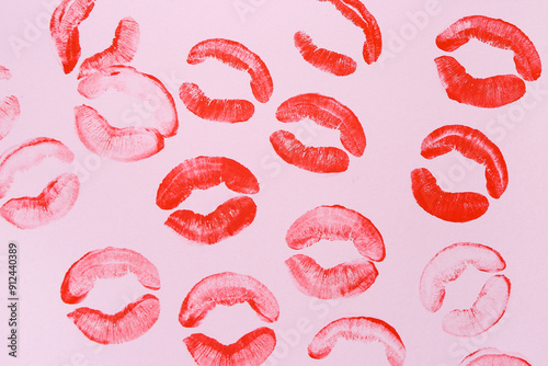Red lipstick kiss marks on ...