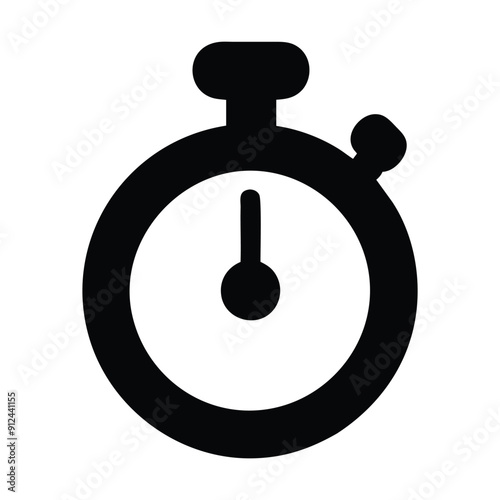 Black and white stopwatch icon illustration. Vector illustration