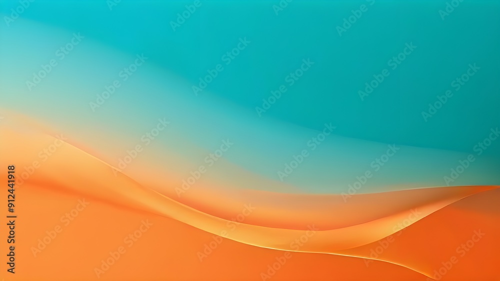 Fototapeta premium Grainy teal orange dark gradient wave background abstract vibrant retro style noise texture banner design copy space