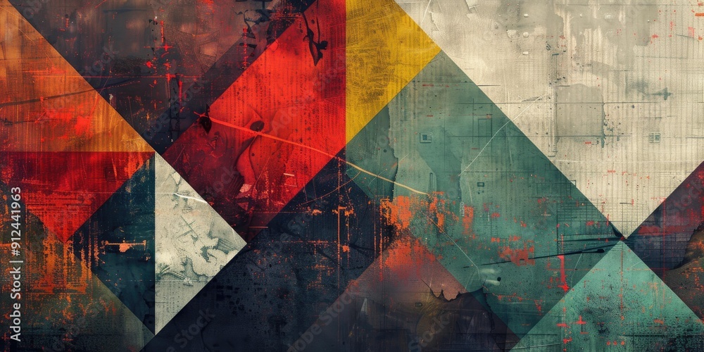 Abstract triangle art with paint splatters. Abstract triangle art with paint splatters.