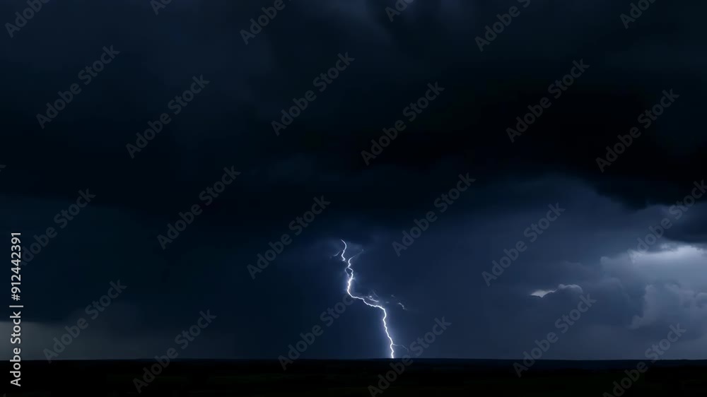Dramatic stormy sky over lush green fields, capturing the raw power of nature, ideal for weather and nature-themed projects