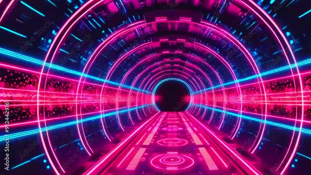 Futuristic tunnel with neon lights. Futuristic tunnel with neon lights.