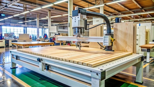 High-precision automated industrial CNC wood router on display for efficient wooden product manufacturing at a woodworking exhibition in Istanbul, Turkey.