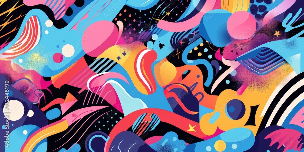 Fototapeta premium Abstract colorful shapes and patterns.