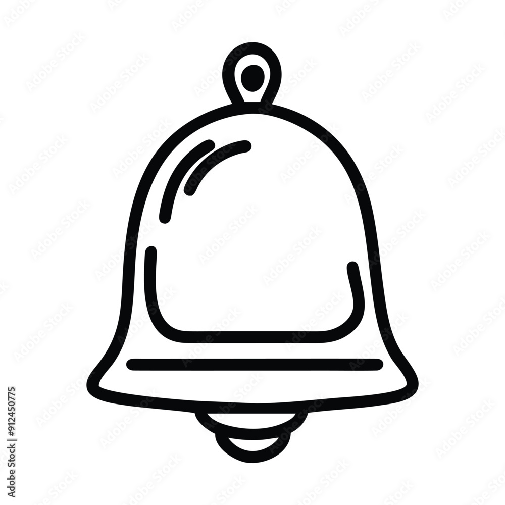 Black and white line drawing of a simple bell. Vector illustration Black and white line drawing of a simple bell. Vector illustration