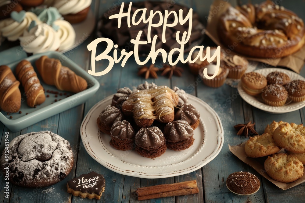 Baking-Themed Collage: A delicious collage with photos of baking birthday cakes, cookies, and other treats. The text Baking-Themed Collage: A delicious collage with photos of baking birthday cakes, cookies, and other treats. The text