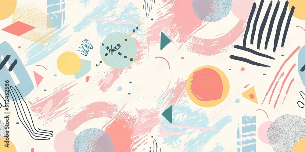 Obraz premium Abstract geometric shapes and brushstrokes.