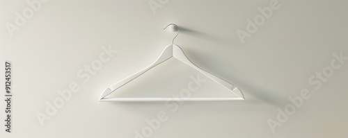 Isolated white clothes hanger on white background, 4K hyperrealistic photo photo