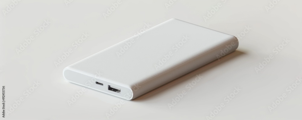 Isolated white power bank on white background, 4K hyperrealistic photo Isolated white power bank on white background, 4K hyperrealistic photo