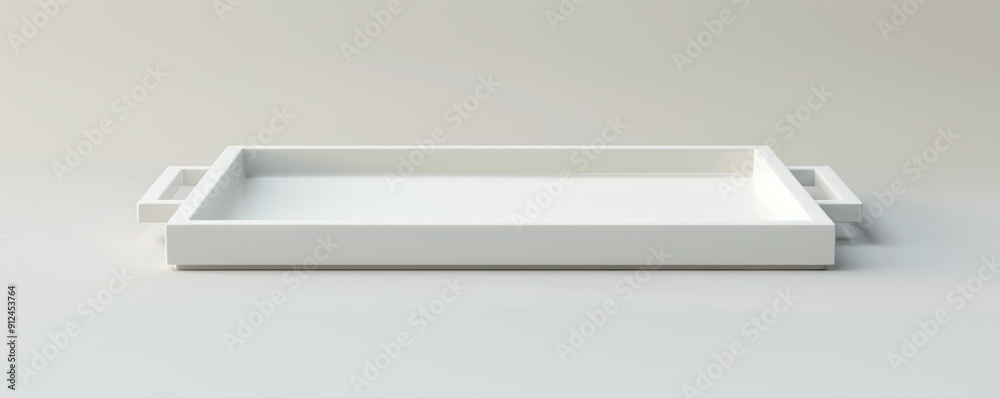 Isolated white serving tray on white background, 4K hyperrealistic photo Isolated white serving tray on white background, 4K hyperrealistic photo