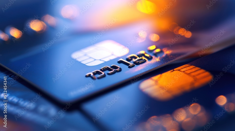 Close-up of a Blue Credit Card with a Chip Close-up of a Blue Credit Card with a Chip