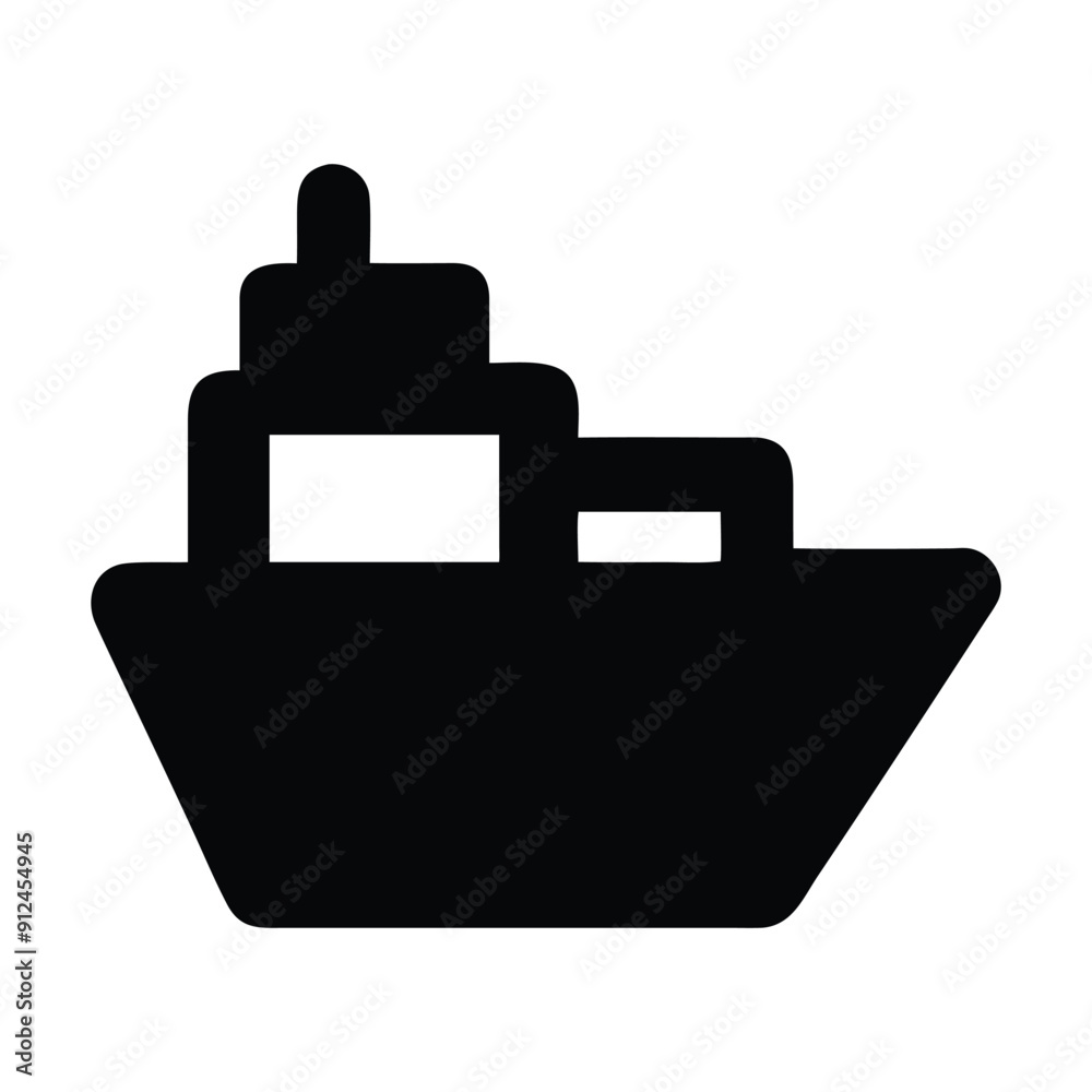 Black and white silhouette icon of a boat. Vector illustration Black and white silhouette icon of a boat. Vector illustration