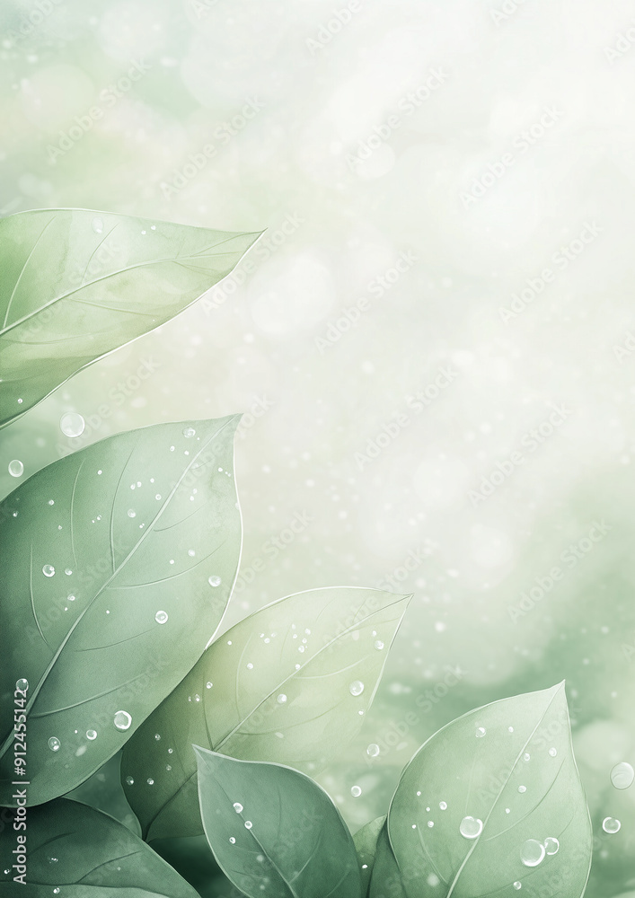 Obraz premium Green floral background. Foliage watercolor border. Generative AI.