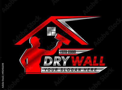 drywall repair logo modern design template on black background