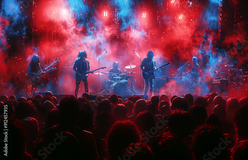 Rock Band Performing at a Concert