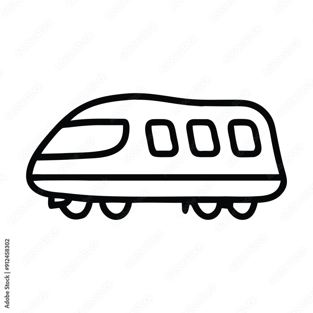 Black and white line drawing of a high speed train. Vector illustration Black and white line drawing of a high speed train. Vector illustration