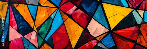 Here is a close up view of a beautifully colorful stained glass window photo