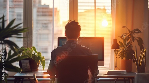 Modern businessman attending a virtual meeting