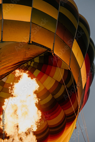 Hot air balloon flight at sunset in Luxor in Egypt