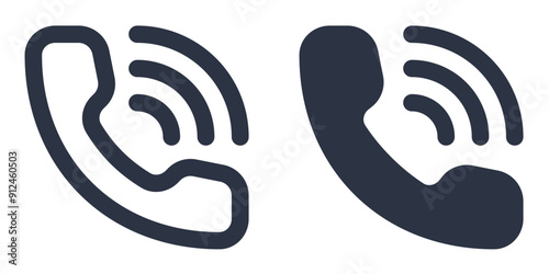 Phone call simple icons set designed in filled, outline, line and stroke style