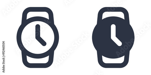 Wristwatch or wristlet watch simple icons set designed in filled, outline, line and stroke style