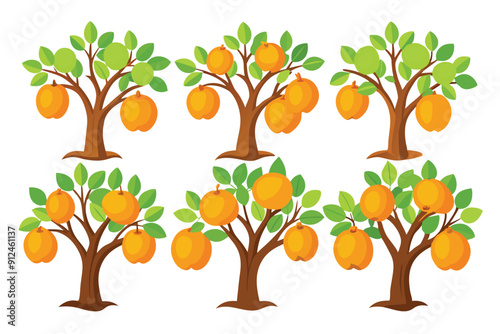 Apricot Tree Color art Creative Illustrations of a Fruitful Apricot Tree photo