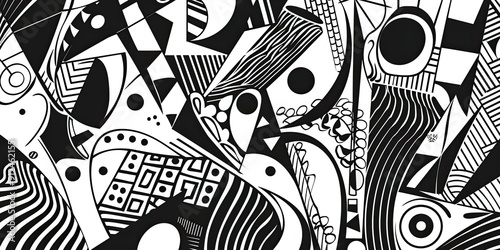 Abstract black and white geometric pattern.
