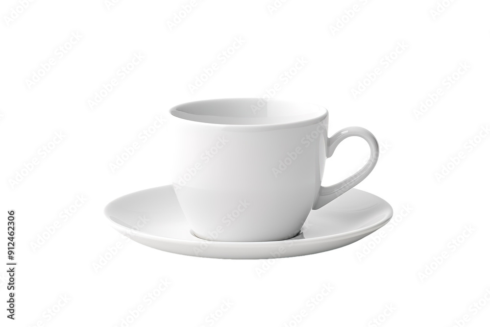 A Simple White Teacup and Saucer on a White Background on a White or Clear Surface PNG Transparent Background A Simple White Teacup and Saucer on a White Background on a White or Clear Surface PNG Transparent Background