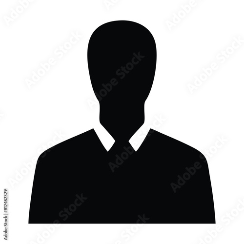 Black and white silhouette of a person wearing a suit and tie. Vector illustration