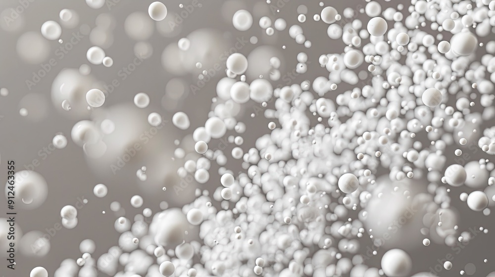 macro shot of white plastic pellets falling in the center of the picture and bouncing, no background, neutral tones macro shot of white plastic pellets falling in the center of the picture and bouncing, no background, neutral tones