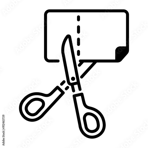 A line style icon of scissors 
