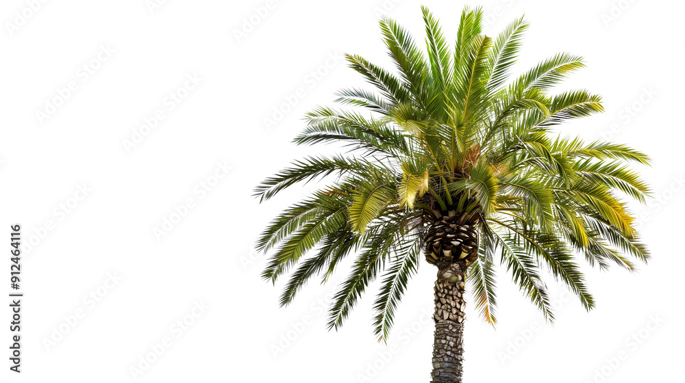 Fototapeta premium Isolated transparent tropical palm tree Floral design with leafs