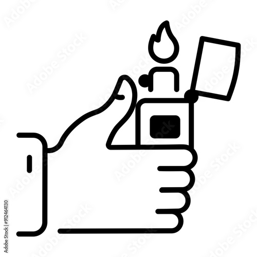 A linear style icon of a lighter 