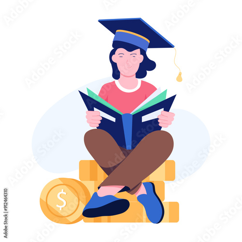 A flat character illustration of education funds 