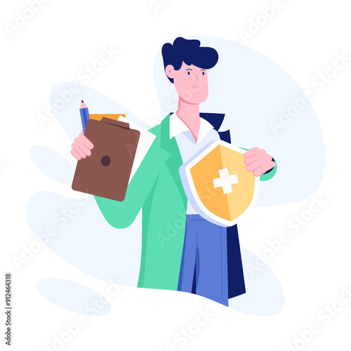 A flat character illustration of medica insurance 