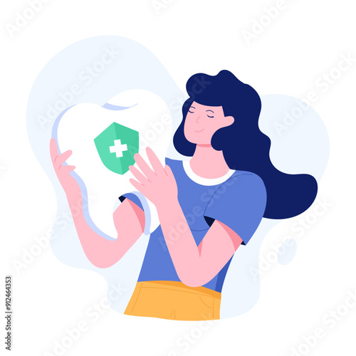 A flat character illustration of dental insurance 