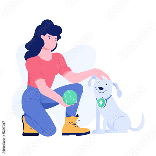 A flat style illustration of pet insurance 