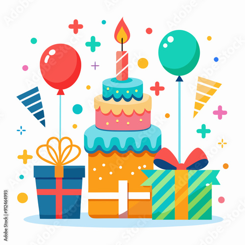 happy birthday greeting card vector illustration 