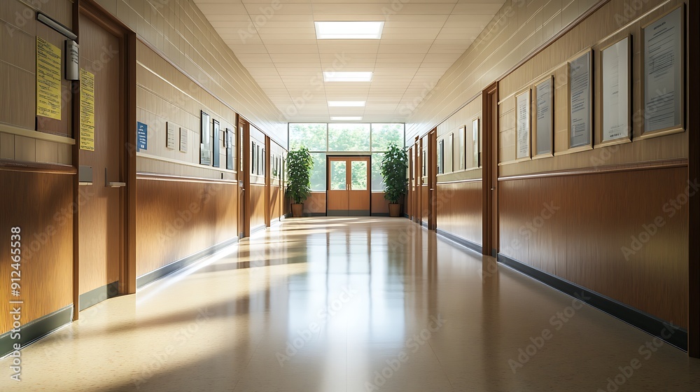 Empty School Corridor With Natural Light Empty School Corridor With Natural Light