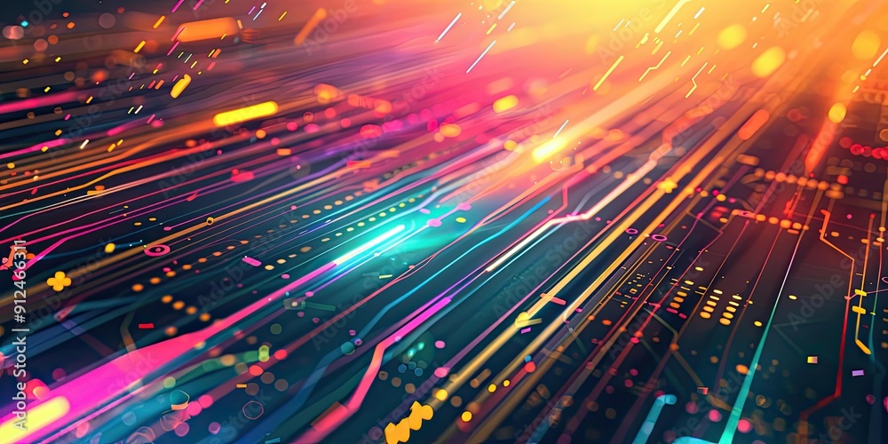 Fototapeta premium Abstract colorful lines with bokeh.