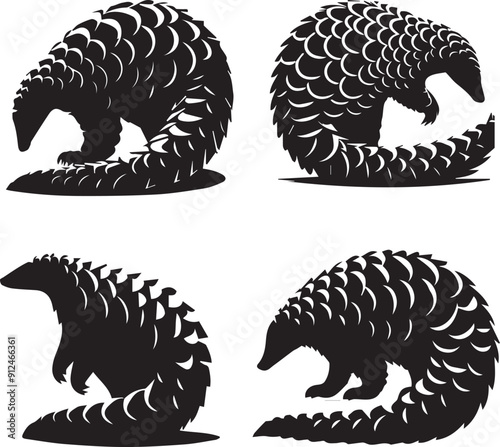 pangolin silhouette, pangolin icon, pangolin vector, 