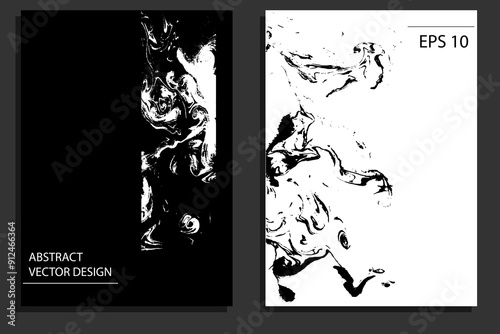 Set of creative artistic cards with hand painted marble texture