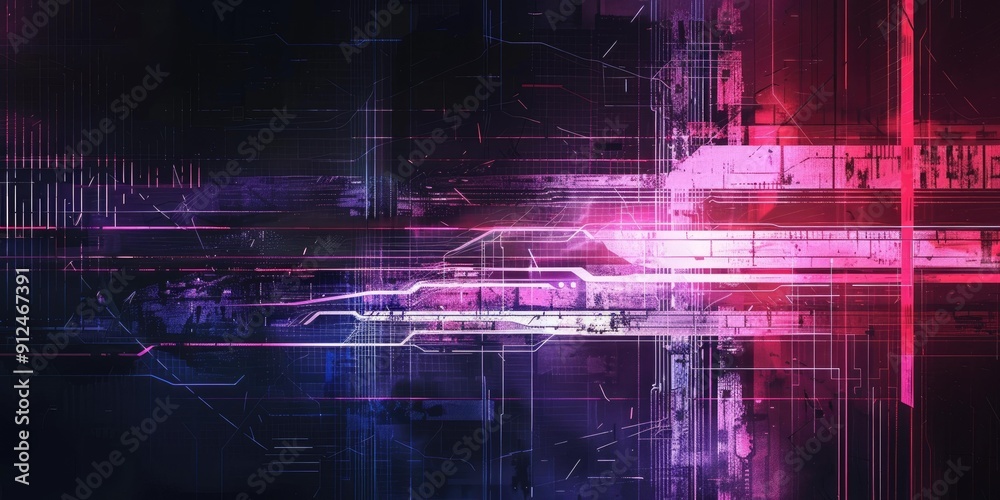 Fototapeta premium Abstract digital art, neon lines.