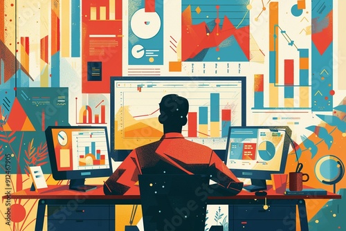 Investment strategist analyzing macroeconomic trends and geopolitical risks advising clients on asset allocation strategies