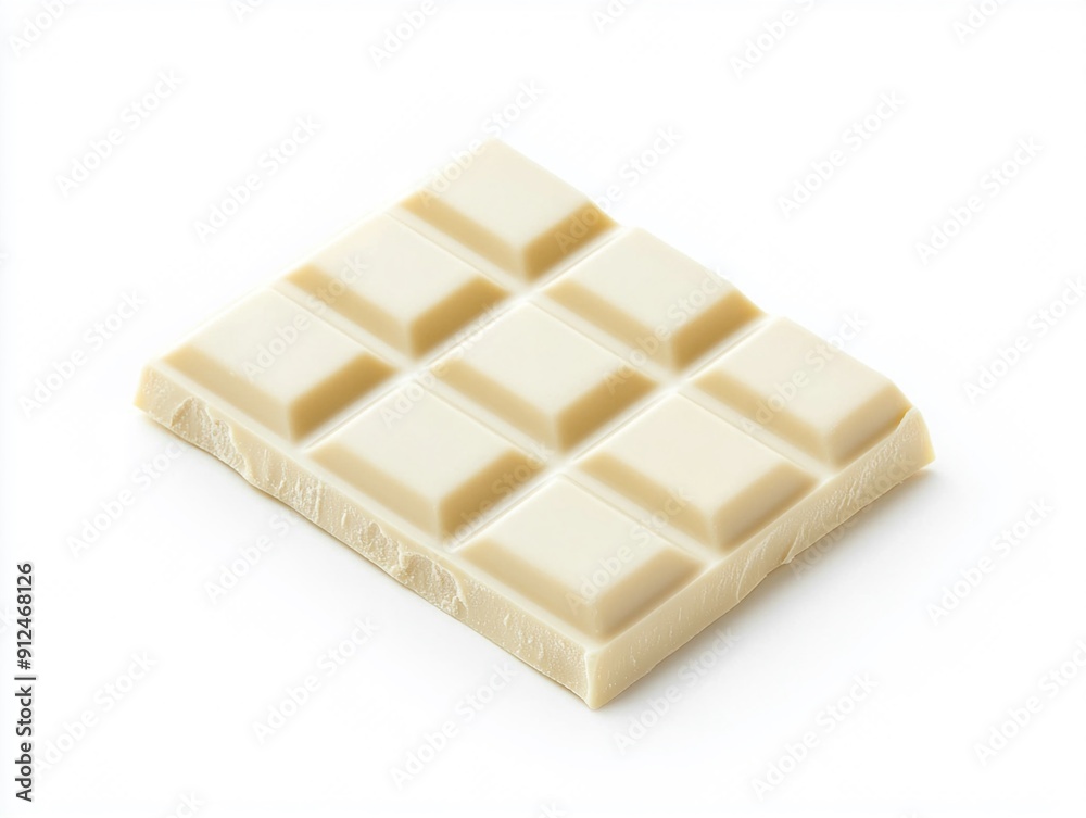 A single white chocolate bar on a white background A single white chocolate bar on a white background