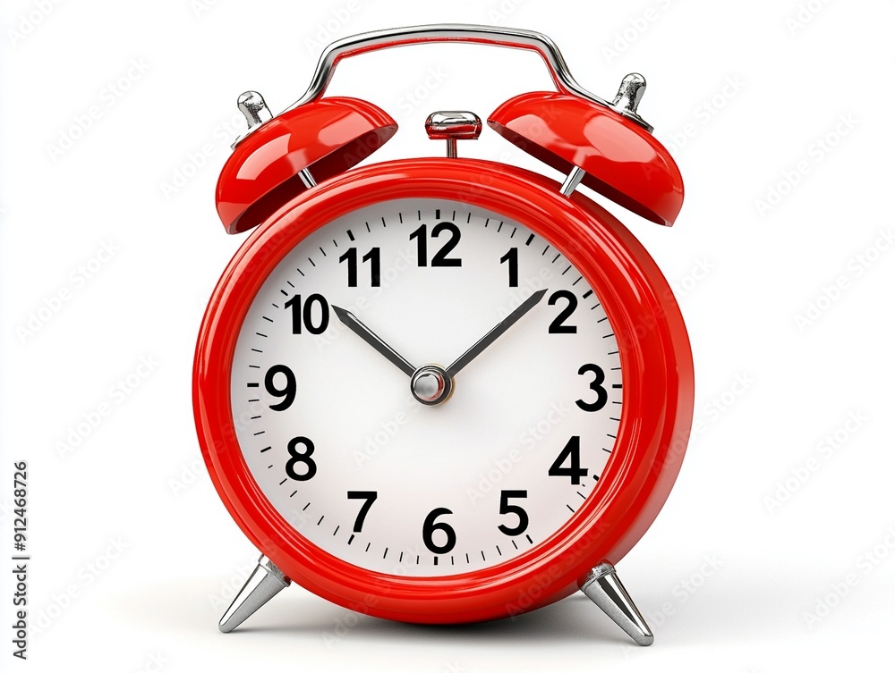 A red alarm clock on a white background A red alarm clock on a white background
