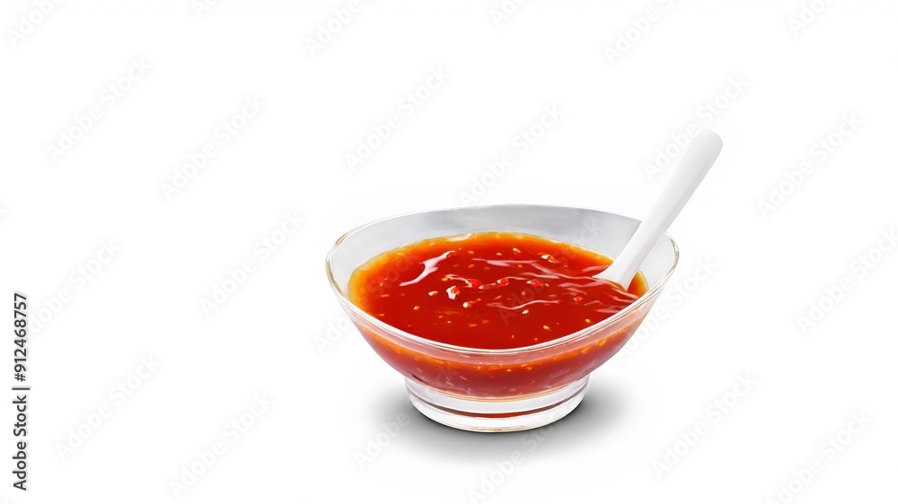 Sweet chili sauce in glass bowl isolated on white background. Sweet chili sauce in glass bowl isolated on white background.